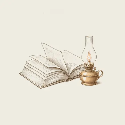 Раскрытая книга и масляная лампа